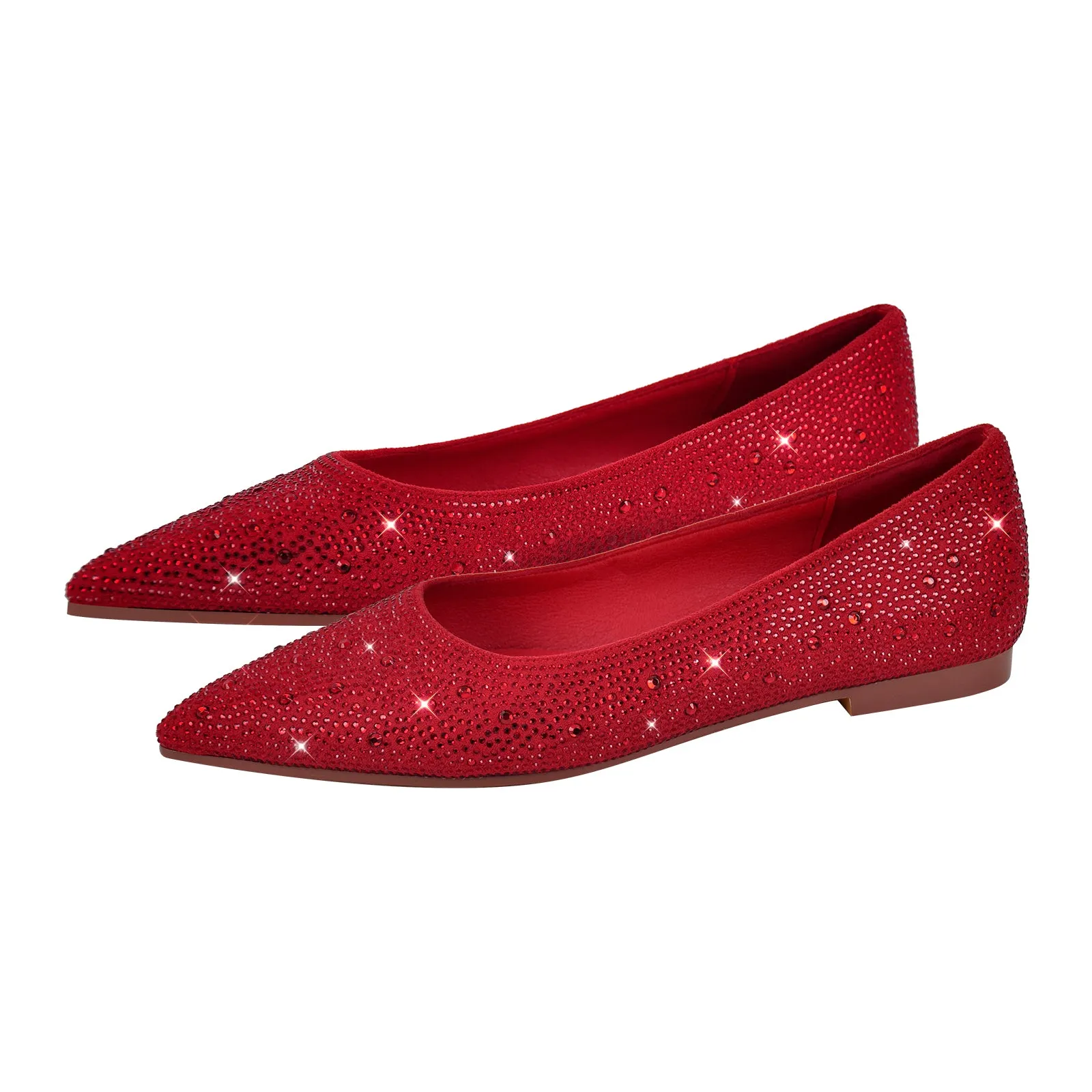 Onlymaker Flats Rhinestone Pointed Toe Flats