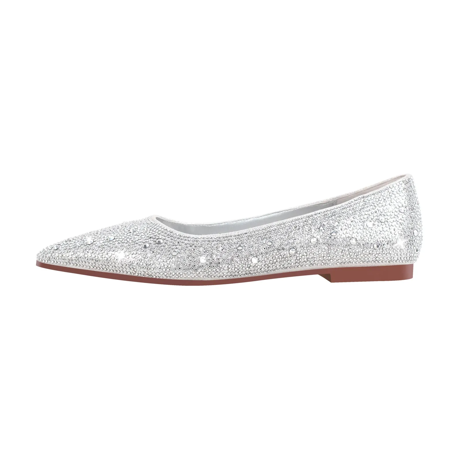 Onlymaker Flats Rhinestone Pointed Toe Flats