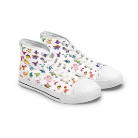 Rainbow Dinos- Women's High Top Sneakers