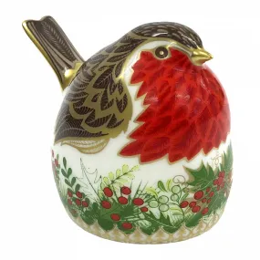 Royal Crown Derby: Christmas Wreath Robin