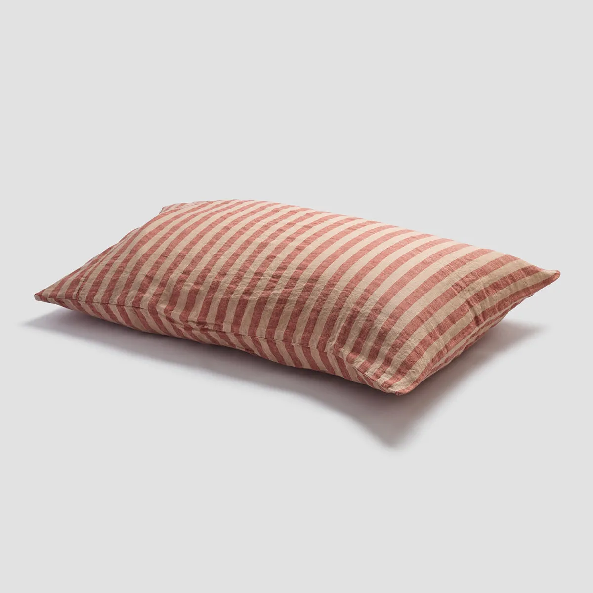 Sandstone Red Pembroke Stripe Linen Blend Pillowcase (Pair)