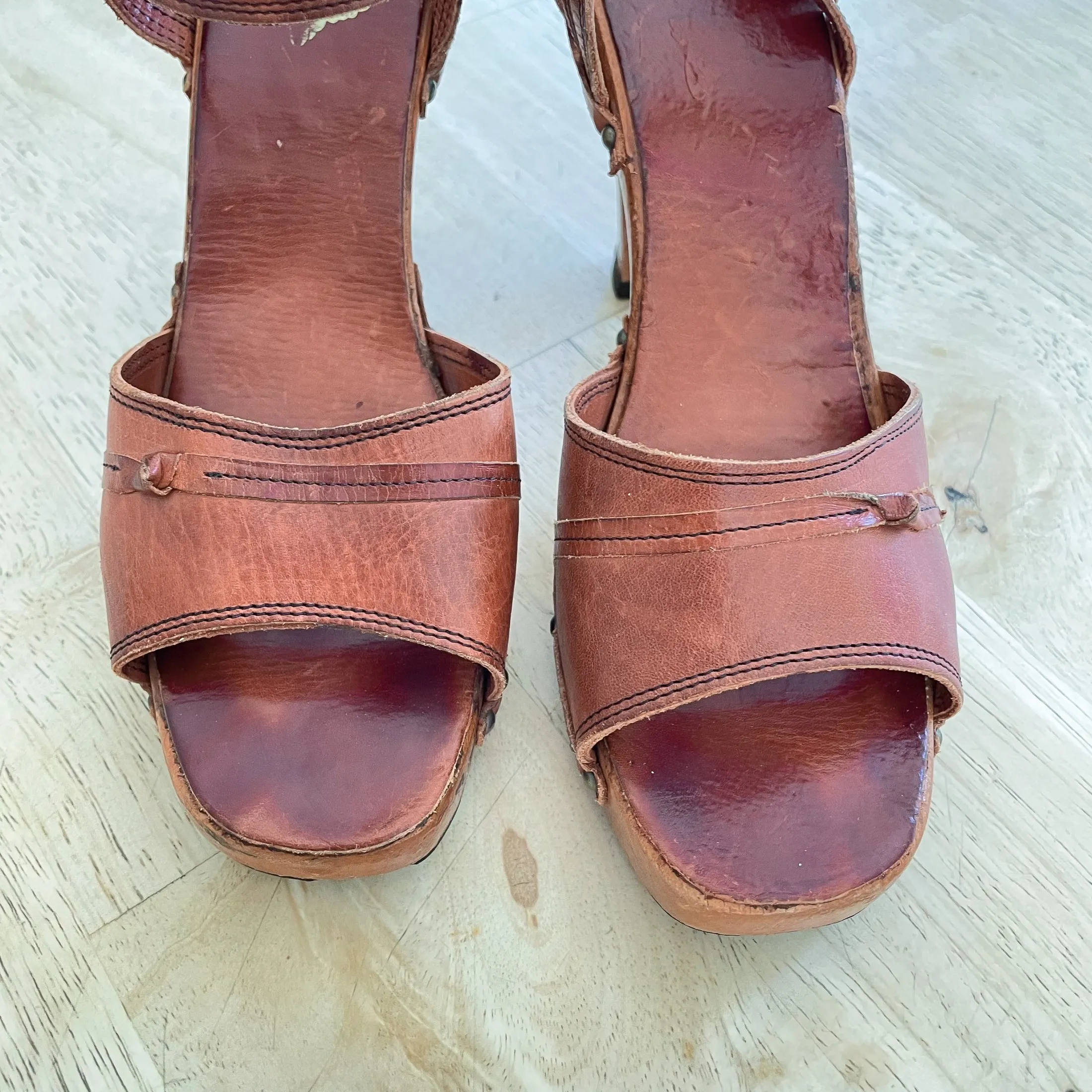 SOLD Carber Vintage 70s Leather Platform Shoes