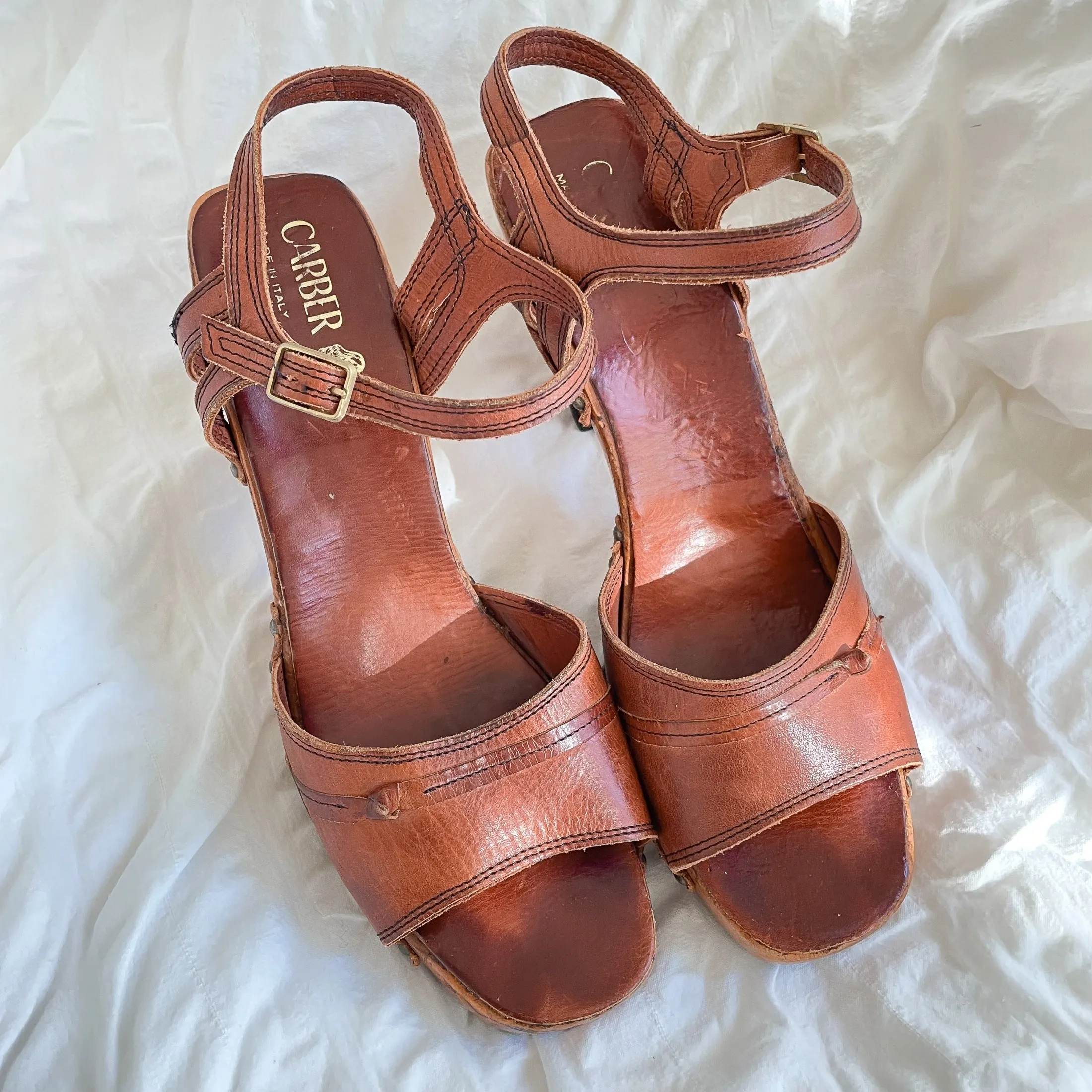 SOLD Carber Vintage 70s Leather Platform Shoes