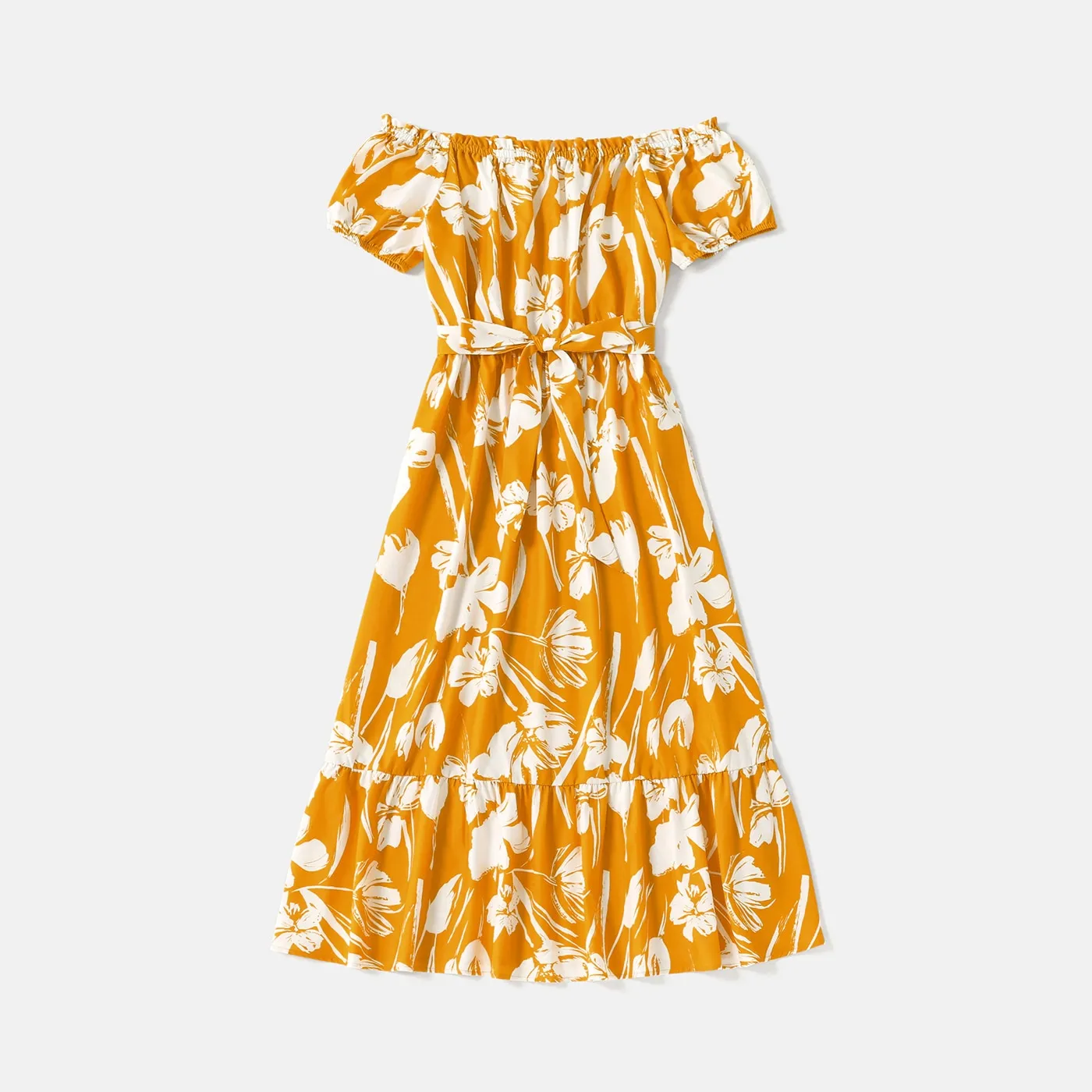 Yellow Floral Dresses and T-shirt - Matching Family Outfits