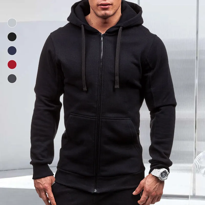 Zip Solid Hoodie