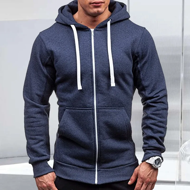 Zip Solid Hoodie