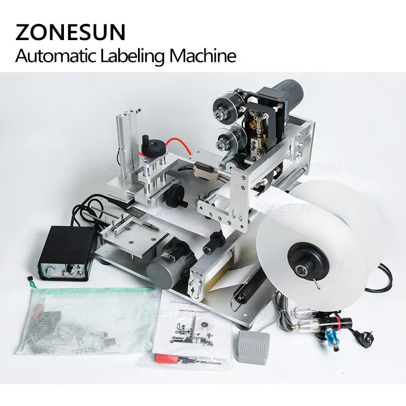 ZS-TB60D Flat Labeling Machine Semi Automatic  Essential Oil  Bottle Labeling Machine With Date Coding